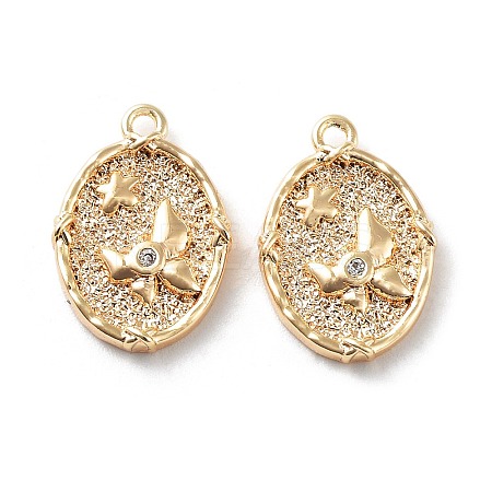 Rack Plating Brass Micro Pave Cubic Zirconia Pendants KK-K333-97G-1