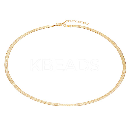 1Pc 4mm Brass Flat Snake Chain Necklaces for Women Men NJEW-LP0001-29-1