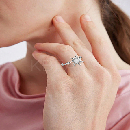 1Pc Rotatable Cubic Zirconia Butterfly Open Rings RJEW-LP0003-41-1