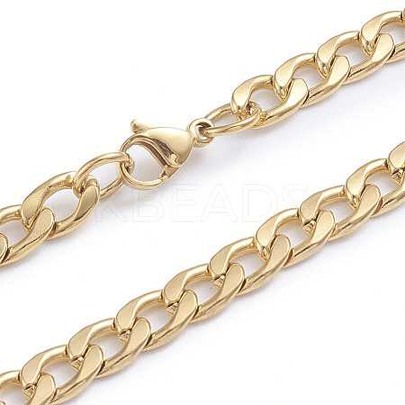Men's 304 Stainless Steel Cuban Link Chain Necklaces LS-NJEW-L173-009-G-1