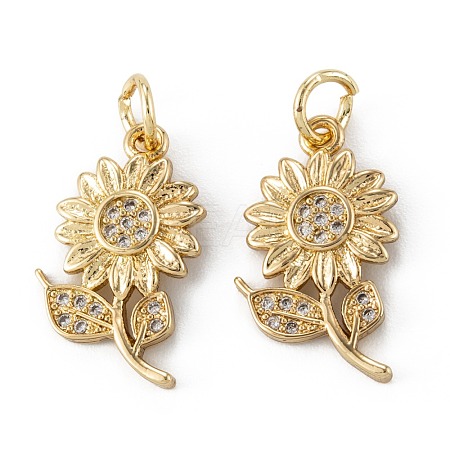 Brass Micro Pave Clear Cubic Zirconia Pendants ZIRC-P088-02G-1