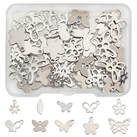 60Pcs 10 Styles 201 & 304 Stainless Steel Charms STAS-FS0001-88-1