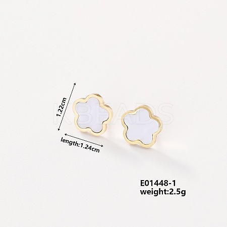 304 Stainless Steel Elegant Five-Leaf Flower Stud Earrings for Women LS-AB2788-1-1