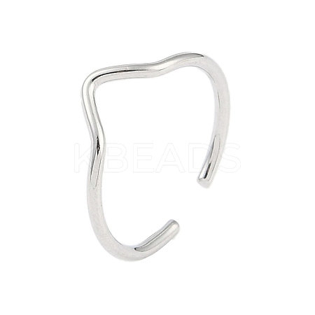 Non-Tarnish 304 Stainless Steel Open Cuff Ring for Women RJEW-C097-03P-1