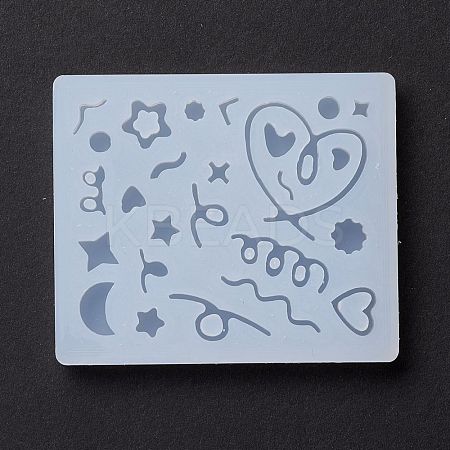 Line & Flat Round & Heart & Star & Flower & Moon Filling Silicone Molds DIY-M029-08-1