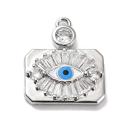 Rack Plating Brass Micro Pave Cubic Zirconia and Enamel Pendants KK-Q786-06P-1