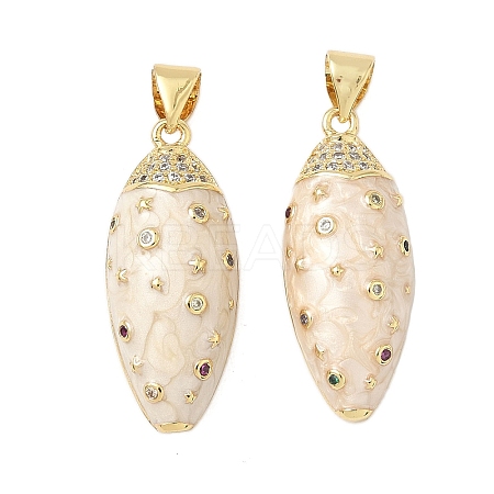 Brass Micro Pave Colorful Cubic Zirconia Enamel Pendants KK-G536-25G-1