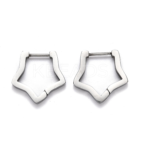 Tarnish Resistant 304 Stainless Steel Star Huggie Hoop Earrings STAS-J033-06P-1