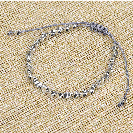 Minimalist Brass Twist Bead Braided Bead Bracelets FS-WG305E2-04-1