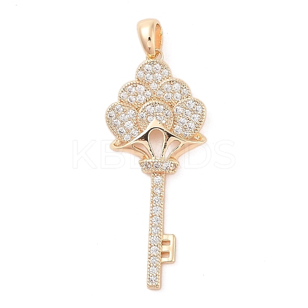 Brass Micro Pave Clear Cubic Zirconia Pendants KK-S388-02G-02-1