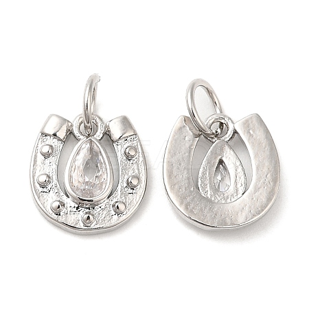 Rack Plating Brass with Cubic Zirconia Pendants KK-K332-23P-1