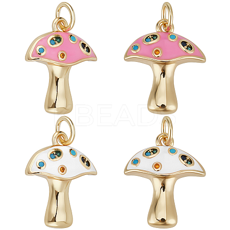 10Pcs 2 Colors Autumn Theme Rack Plating Brass Micro Pave Colorful Cubic Zirconia Pendants KK-BBC0017-99-1