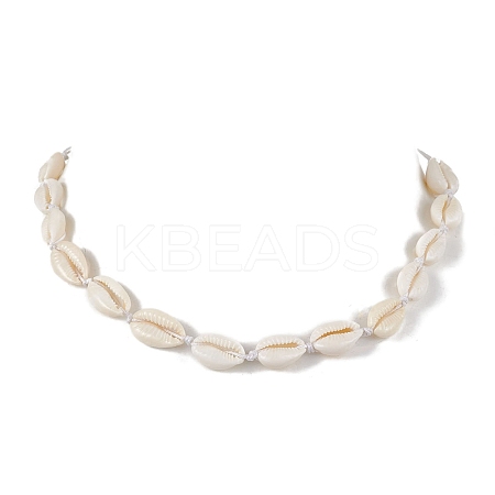 Bohemia Natural Cowrie Shell Beaded Necklaces NJEW-JN04784-03-1