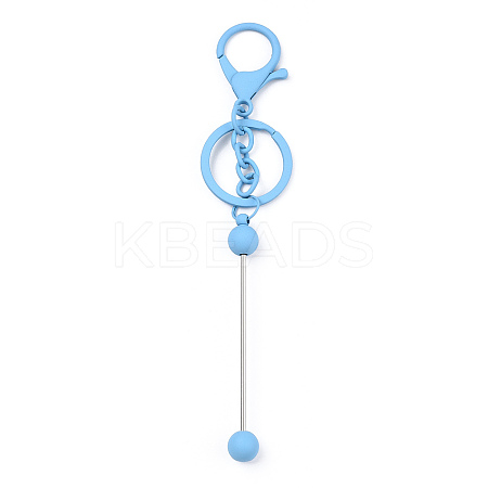 Spray Painted Alloy Bar Beadable Keychain for Jewelry Making DIY Crafts KEYC-A011-02K-1