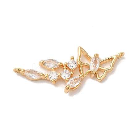 Brass Micro Pave Clear Cubic Zirconia Pendants KK-M294-27G-1