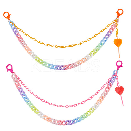 2Pcs 2 Colors Acrylic Two Layers Chain Belts AJEW-GF0011-19A-1