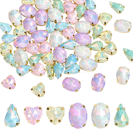 60Pcs 6 Styles Zinc Alloy Rhinestone Sew on Rhinestones FIND-CY0001-07-1