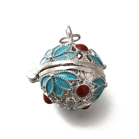 Brass with Enamel Bead Cage Pendants KK-M313-42P-01-1