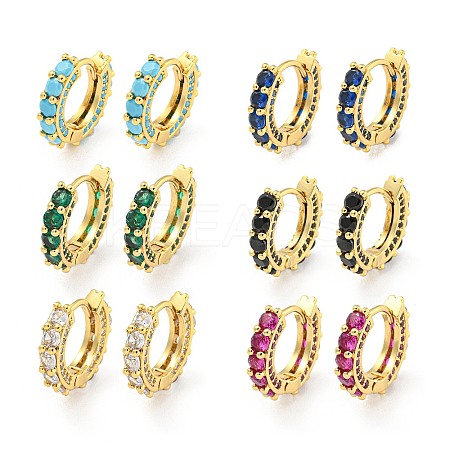 Rack Plating Brass Micro Pave Cubic Zirconia Hoop Earring EJEW-C102-13G-1