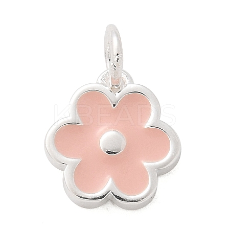 925 Sterling Silver Enamel Flower Charms STER-D300-04S-02-1
