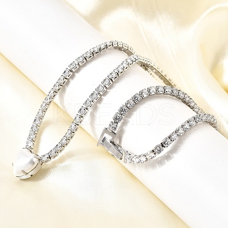 Brass Pave Clear Cubic Zirconia Tennis Necklaces NJEW-K287-02P-1