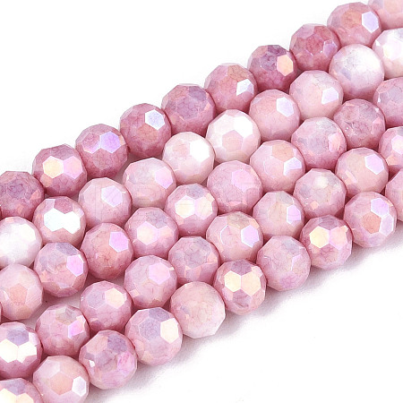 Anti-Tarnish Electroplate Glass Beads Strands X-EGLA-T021-4mm-15-02-1