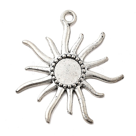Tibetan Style Alloy Sun Pendant Cabochon Settings X-TIBEP-Q043-079-RS-1