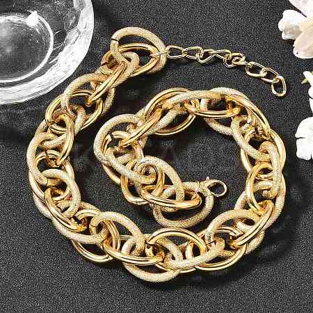Punk Hiphop Styles Alloy Rope Chain Necklaces for Men NJEW-K391-01G-1