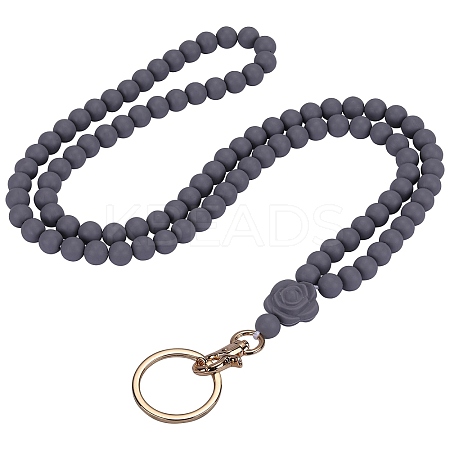 Rose Silicone ID Card Neck Strap Card Holder NJEW-SW00028-08-1