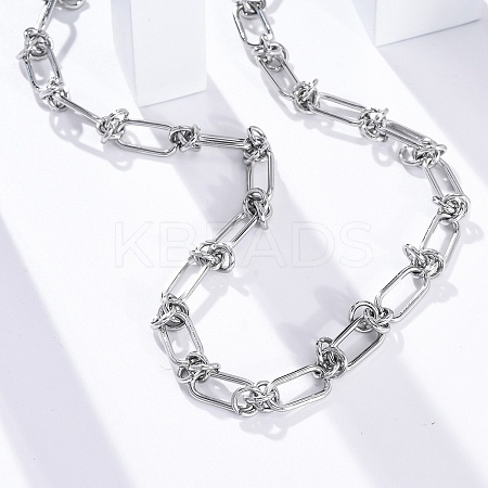 304 Stainless Steel Oval Knot Link Chain Necklaces for Women Men NJEW-P321-02P-1