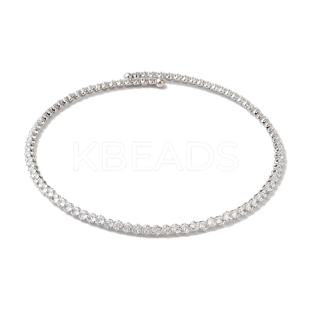 Rack Plating Brass Cubic Zirconia Elasticity Necklaces NJEW-S425-01P-1