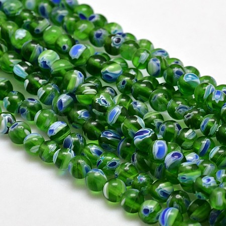Round Millefiori Glass Beads Strands LK-P001-09-1