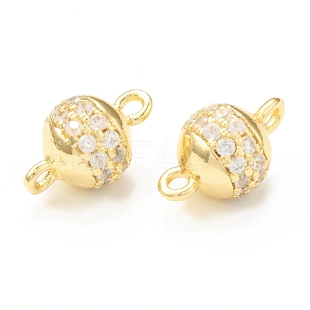 Brass Micro Pave Clear Cubic Zirconia Connector Charms KK-P229-71G-1