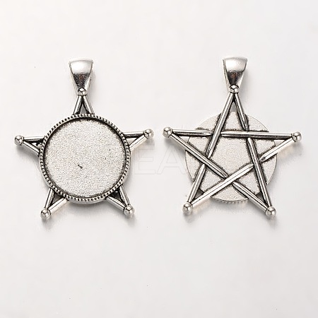 Tibetan Style Alloy Pendant Cabochon Bezel Settings PALLOY-J494-15AS-1