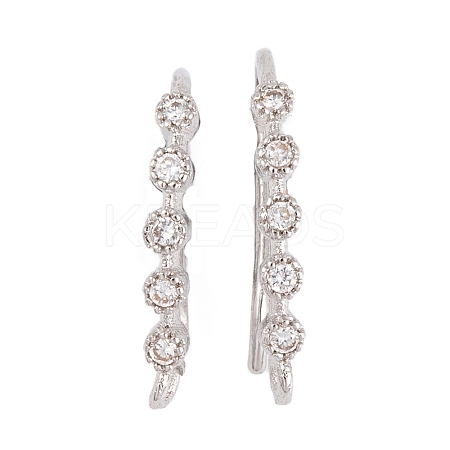 Rack Plating Brass Cubic Zirconia Earring Hooks KK-S374-05P-01-1