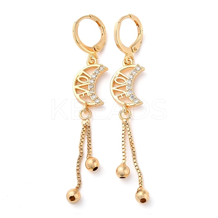 Rhinestone Moon with Love Leverback Earrings EJEW-K256-12KCG-1
