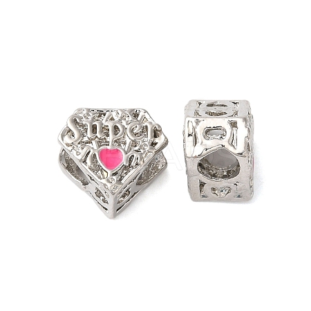 Mother's Day Rack Plating Alloy Enamel European Beads PALLOY-S189-52P-1