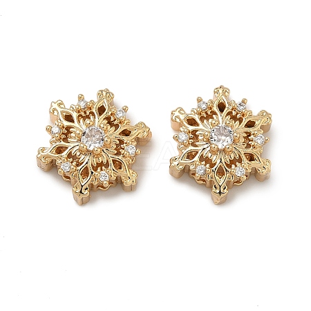 Christmas Brass Pave Cubic Zirconia Beads KK-A286-20G-01-1