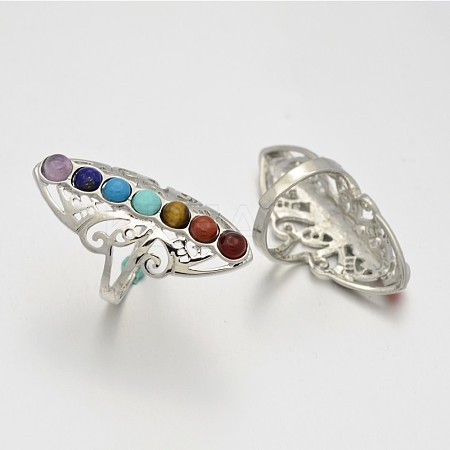 Chakra Jewelry Vintage Filigree Brass Gemstone Wide Band Rings LS-RJEW-N022-01-FF-1