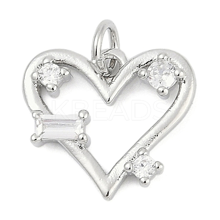 Brass Micro Pave Clear Cubic Zirconia Pendants KK-G522-53P-03-1