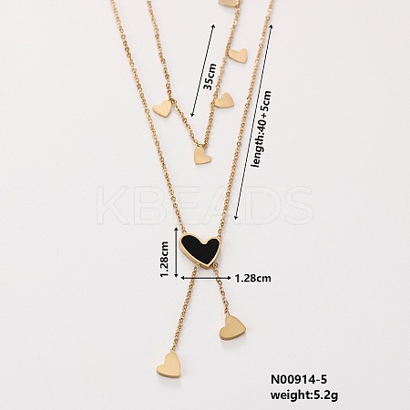 Stylish 304 Stainless Steel & Plastic Heart Pendant Necklaces II9512-5-1