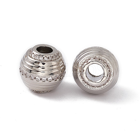 Rack Plating Brass Micro Pave Cubic Zirconia Beads KK-C007-46P-1