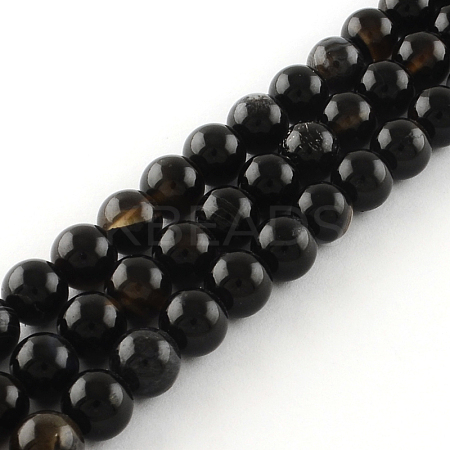 Natural Black Onyx Round Bead Strands G-R198-4mm-1