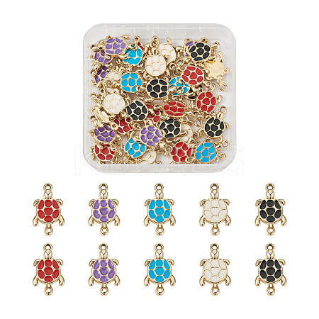 40Pcs 5 Colors Zinc Alloy Enamel Connector Charms ENAM-YS0001-08-1