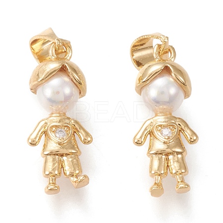 Brass Micro Pave Clear Cubic Zirconia Pendants ZIRC-I045-02G-1