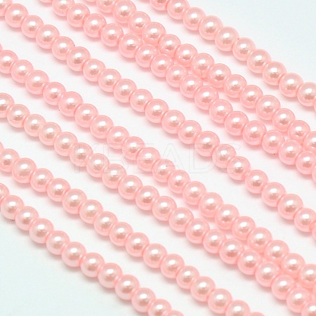 Eco-Friendly Dyed Glass Pearl Round Beads Strands HY-A002-4mm-RB033-1