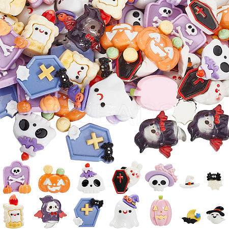 84Pcs 16 Styles Halloween Opaque Resin Decoden Cabochons CRES-SC0002-89-1