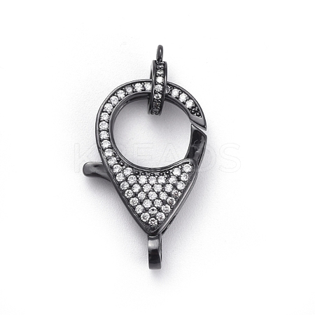 Brass Micro Pave Cubic Zirconia Lobster Claw Clasps ZIRC-F110-01B-B-1