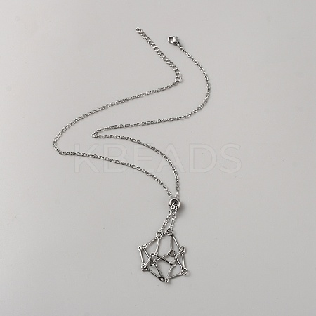 304 Stainless Steel Braided Adjusting Chain Macrame Pouch Empty Stone Holder for Pendant Necklaces Making NJEW-WH0025-01A-P-1