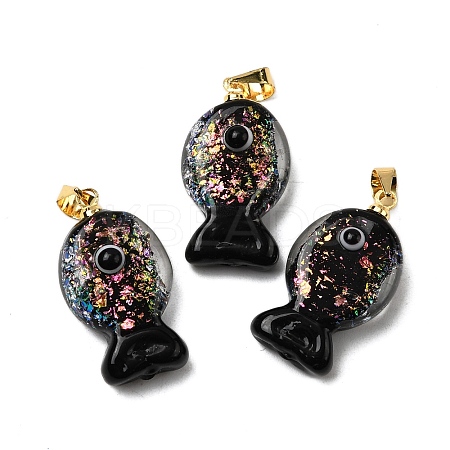 Handmade Dichroic Foil Lampwork Pendants X2-DICH-G001-01G-04-1